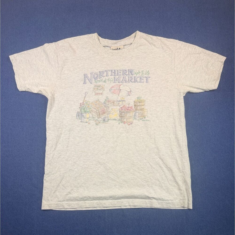 Vintage Northern Reflections Northern Market Men’s T-Shirt Gray Fruit Stand
